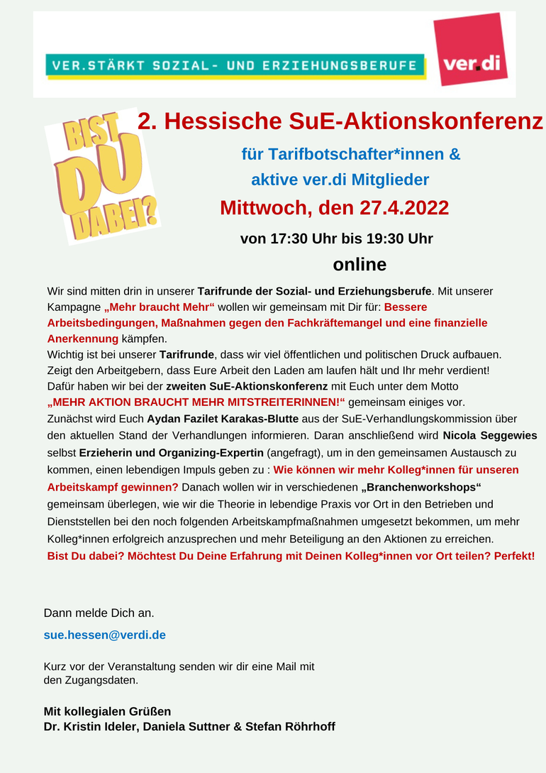 2.Aktionskonferenz verschoben auf 27.4. und online