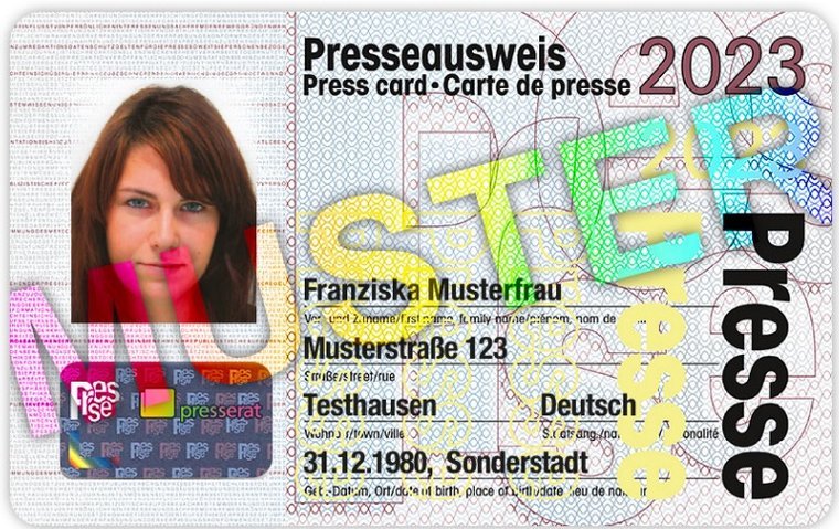 Musterabbildung Presseausweis 2023