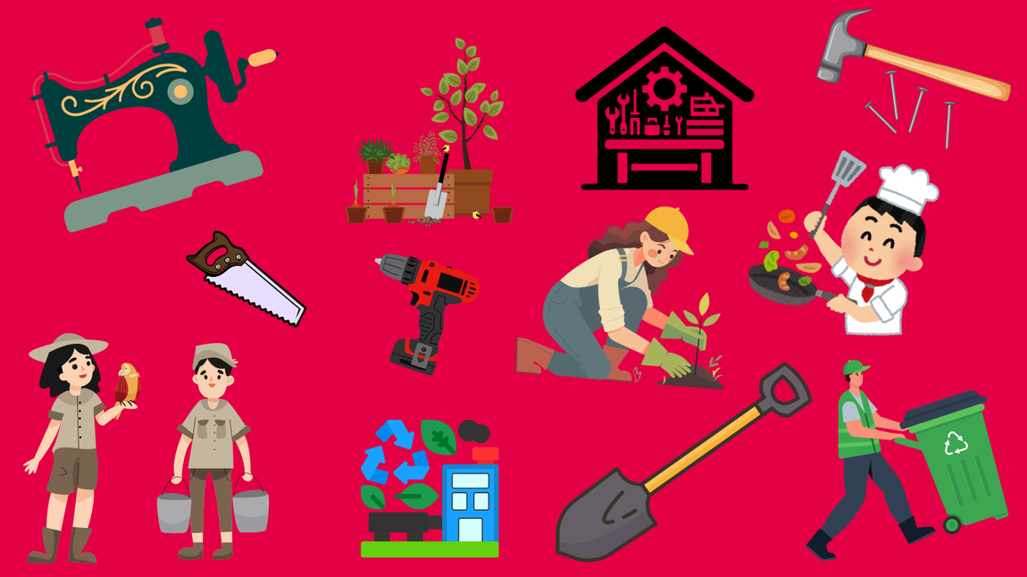 viele symbolbilder für handwerkliche Tätigkeit