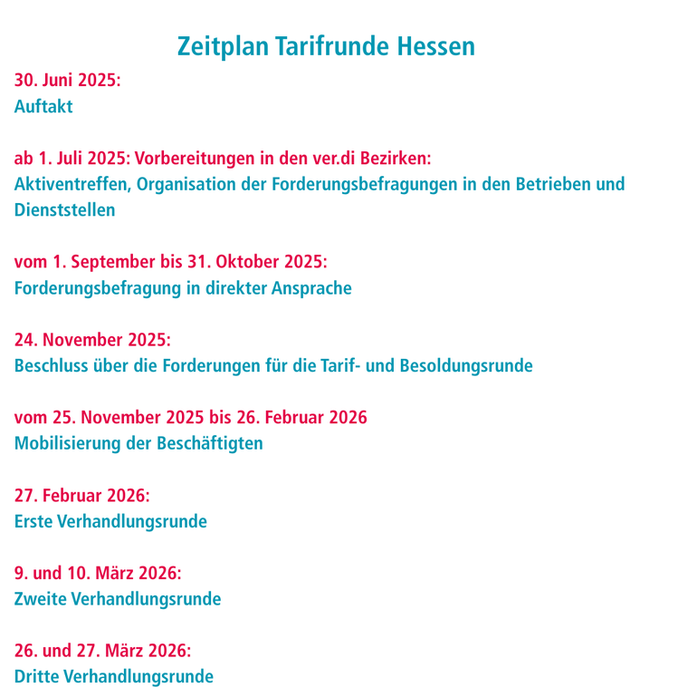 Zeitplan Tarifrunde Hessen