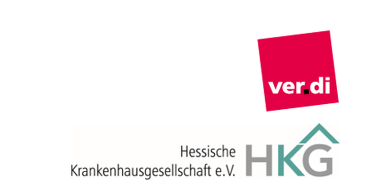 Logos ver.di und hess. Krankenhausgesellschaft