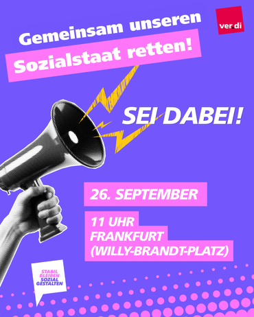 Logo stabil bleiben mit Uhrzeit und Ort der Demo am 26.9.