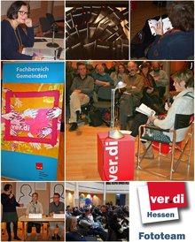 Collage Lesung Schwarzbuch 57 am 27.11.2014 im Gutleutsaal in Frankfurt